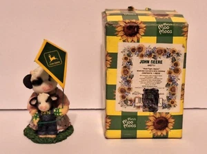 Marys Moo Moos Figurine HOLD TIGHT DEERE! Mom w Son Flying John Deere Kite w Box - Picture 1 of 7