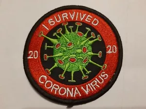 I survived / Ich überlebte CORONA 2020 Fun Patch Aufnäher 70mm gestickt - Bild 1 von 2
