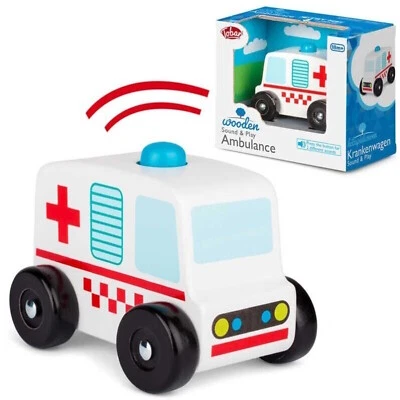 TOBAR Krankenwagen Spielzeugauto aus Holz mit Sound