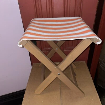 SOLBLEKT Stool, foldable eucalyptus, stripe orange - IKEA  - Image 1 of 4