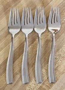 4 Oneida 18/10 Stainless GRIFFITH 7-1/4” Salad Forks Wavy Handle Bevel Edge - Picture 1 of 2