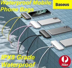 Baseus Waterproof Mobile Phone Case Swimming Underwater  Bag Floating Seal Pouch - Photo 1 sur 19