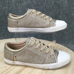 Zapatos G By Guess para mujer 9 Goona informales con cordones de tela dorada punta cerrada - Imagen 1 de 11