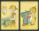 #920.143 Blank Back Swap Card -mint Pair- Girl With Trunk & Girl With Mirror