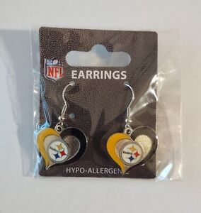 NFL Pittsburgh Steelers Earrings Heart Dangle