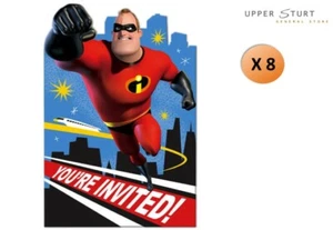 Incredibles 2 Invitations 8 Pack Party Supplies FAST SHIPPING - Picture 1 of 1