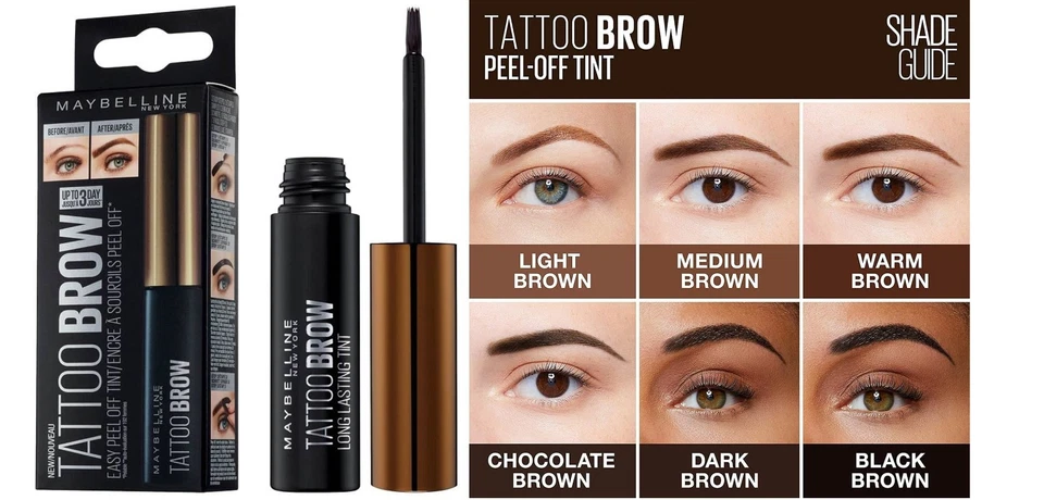 Maybelline Tattoo Brow Easy Peel Off Eyebrow Gel Tint 4.9ml *Choose Your Shade* - Image 1 of 1