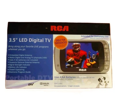RCA DHT235C DTV Portable 3.5" LED Digital Handheld Color TV  New Tested  - Image 1 of 4