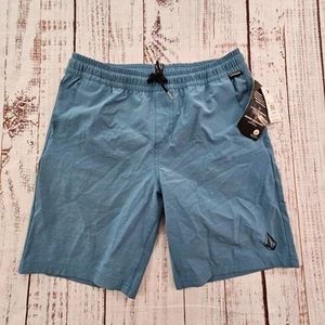 Volcom Blue Elastic Waist 7.5" Inseam Hybrid Chino Shorts Youth L (12-Y) - Picture 1 of 17