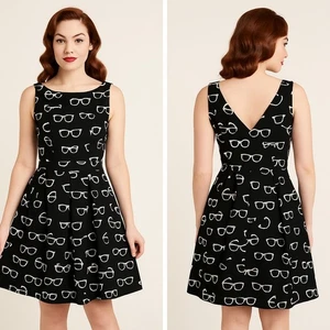 Vestido Eva Franco Modcloth Monturas y Gafas Fortuna Retro Plisado Talla 6 - Imagen 1 de 9