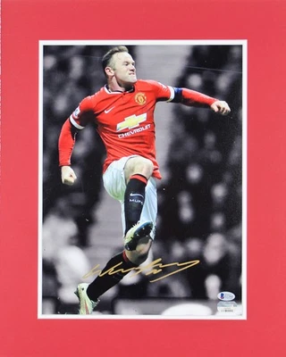 Foto mate firmada auténtica del Manchester United Wayne Rooney 11x14 BAS #E37860 Foto 1 de 4