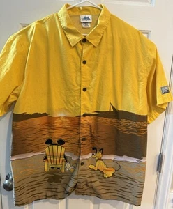 Vintage Disney Shirt Men XL Hang Loose Mickey Pluto Beach Graphic Disneyland - Picture 1 of 12