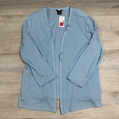 Cárdigan Suéter Studio 1940 Azul Frost Plus 18/20W Manga Larga Frente Abierto Nuevo con Etiquetas Foto 1 de 3