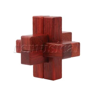 Rosewood Kongming Lu Ban 3D 拼图锁 6 合 1 套装 用于装饰 红色 — 第 1/4 张图片