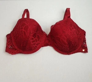 Danskin Intimates Red Lace Padded Full Coverage Bra 38C - Picture 1 of 3