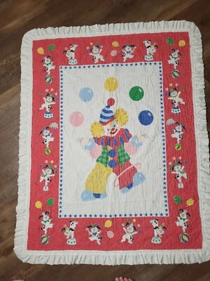 Manta de bebé cuna vintage circo payaso casera  Foto 1 de 4