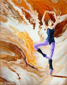 Original Acrylic Abstract Ballerina Painting "Practice Only" Artist Signed - Picture 1 of 5