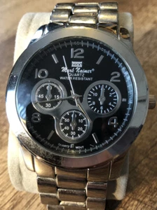 Vintage Mark Naimer Mens Watch Silver Tone Quartz Wristwatch New Battery - Picture 1 of 13