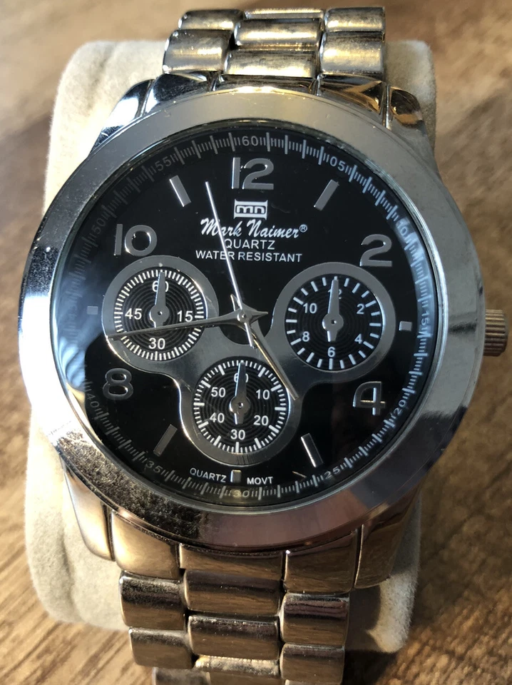 Reloj Pulsera Hombre Mark Naimer Vintage Tono Plateado Cuarzo Batería Nueva Foto 1 de 4