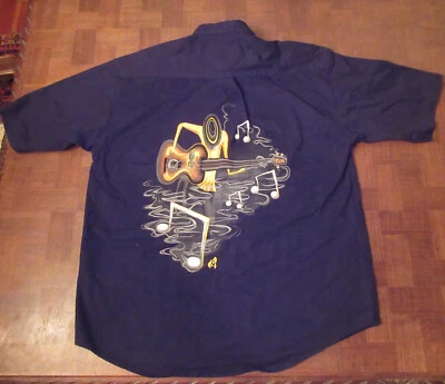Cobra brand RK Kidd II blues/jazz guitar btn-fnt silkscreen Hawaiian shirt LARGE - Image 1 of 4