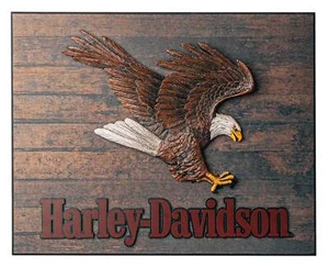 Harley-Davidson Hand Painted Resin Swooping Eagle Wooden Pub Sign, 24 x 20 inch - Picture 1 of 4