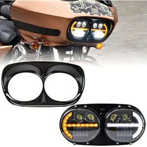 Faro LED DRL para Harley Road Glide 2004-2013 con luz de giro amarilla - Imagen 1 de 10