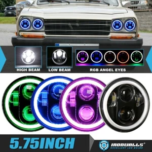 4Pcs LED Headlights 5.75" inch RGB Angel Eyes Hi-Lo for 1969-1983 Peugeot 504 - Picture 1 of 12