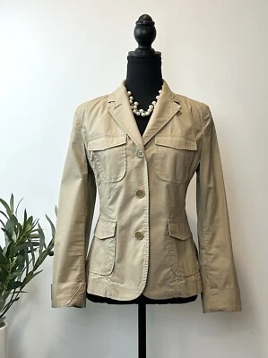 Sz 6-TALBOTS-Khaki SAFARI Utility LIGHTWEIGHT JACKET-3 Button-Pockets-$99 Foto 1 de 4