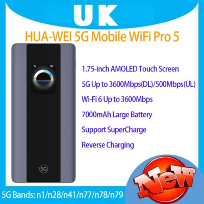 HUA WEI 5G Mobile WiFi Pro 5 E6888-982 7000mAh Type-C WiFi 6 Hotspot 5G/4G/LTE  - Image 1 of 4