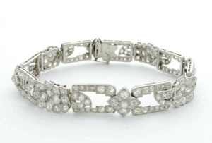 ANTIKES DIAMANT ARMBAND PLATIN DIAMANT ART DECO ARMBAND 13,88 CT - Bild 1 von 6