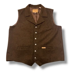 Powder River Outfitters Western Vest Mens 2XL Brown Wool Blend Panhandle Slim - Picture 1 of 7