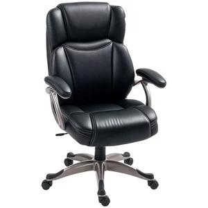 HOMCOM Tilting Executive Office Chair, PU Leather Desk Chair, Black - Picture 1 of 11