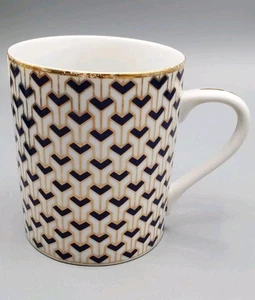 Tiffany & Co. "Manhattan Blue" Navy Blue & Gold Porcelain Mug Discontinued Chic - Picture 1 of 10