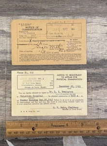 S  Vintage WWII 1941 & 1942 Notice of Classification UNIONTOWN PA Select Service - Picture 1 of 2