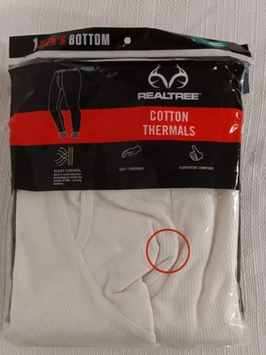 Realtree Men's Cotton Thermal Bottom Size  XL 40-42 Natural White Scent Control  - Image 1 of 4