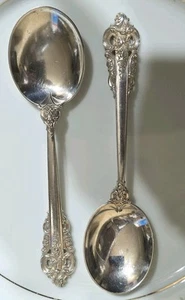Wallace Grande Baroque (2 Sterling Silver Soup Spoons 89 Grams 6 1/8" W-Monogram - Picture 1 of 5