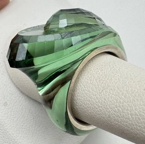 Beautiful Ross & Simmons Swarovski Green Cut Crystal Ring 58 - Picture 1 of 15