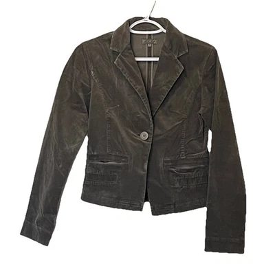 Chaqueta de pana para mujer pequeña verde con bolsillos de 1 botón profesional Foto 1 de 4