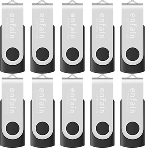 10-Pack Enfain 16GB USB 2.0 Swivel Flash Drives: Shareable Data Storage for Home - Picture 1 of 13