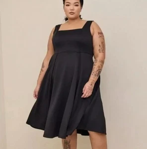 Torrid Scuba Square Neck Skater Dress W/Pockets Black Size 3X NWT - Picture 1 of 6