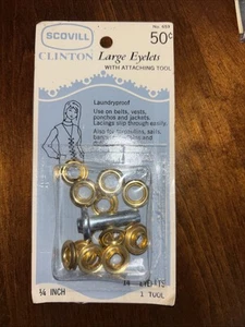 Vtg Scovill Clinton Large 1/4 inch Eyelets With Attaching Tool NOS - Picture 1 of 2