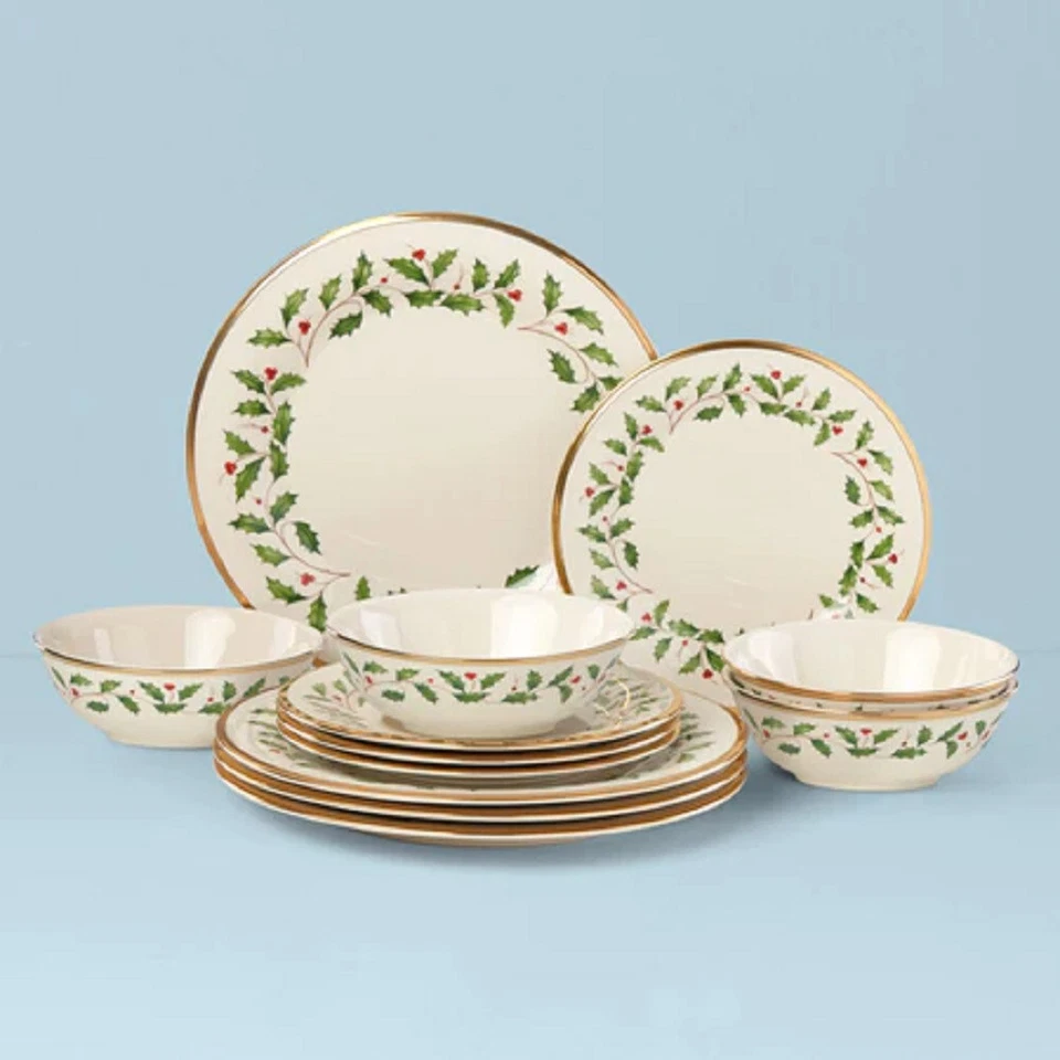 Lenox Fine China HOLIDAY Christmas 12 Piece Set - N/O 893172 with Bowls