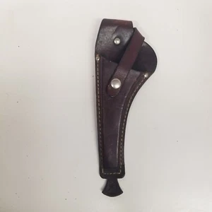 Vintage Brown Leather Left Hand Knife Belt Holster Sheath w/ Griffin Logo Stamp - Picture 1 of 9
