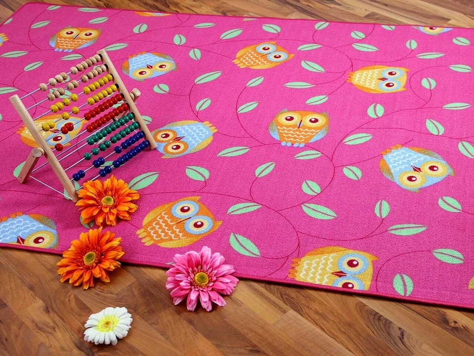 Kinder Spielteppich Eule Pink in 24 Größen - Bild 1 von 1
