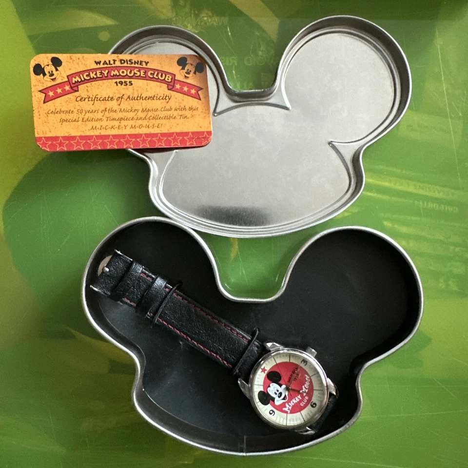 Disney Mickey Mouse Club Member 1955 Anniversary Watch in Collectible Tin
