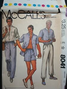 McCall's  8041 Mens Pants & Shirt Van Martin Sewing Pattern New  Envelope Damage