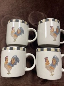 Gibson Everyday Brewster Cafe Rooster Coffee Tea Mugs 14 Oz 2003 Set Of 4 - Picture 1 of 10