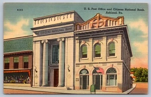 Ashland Pennsylvania U.S. Post Office and Citizens National Bank Postkarte - Bild 1 von 2