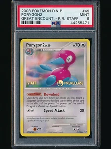 2008 POKEMON PORYGON2 NON HOLO STAFF PRERELEASE #49 DP GREAT ENCOUNTER PSA 9 - Picture 1 of 2