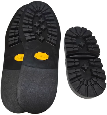 Vibram #2040 Fighter Rubber Full Sole  And Heels Repair 1 Pair Black For Size 44 - Image 1 of 2